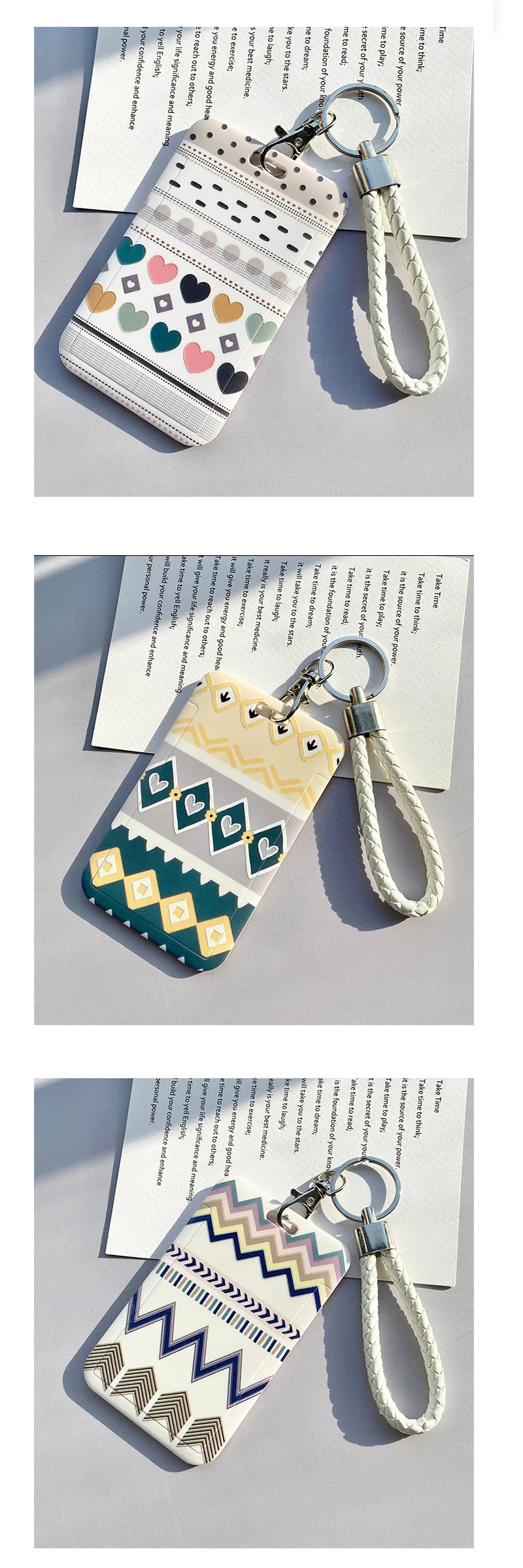 Student Identity Badge Card Cover with Neck Strap Bag Geometric Women Men Work Badge Bus Credit Card ID Holder Bags with Lanyard