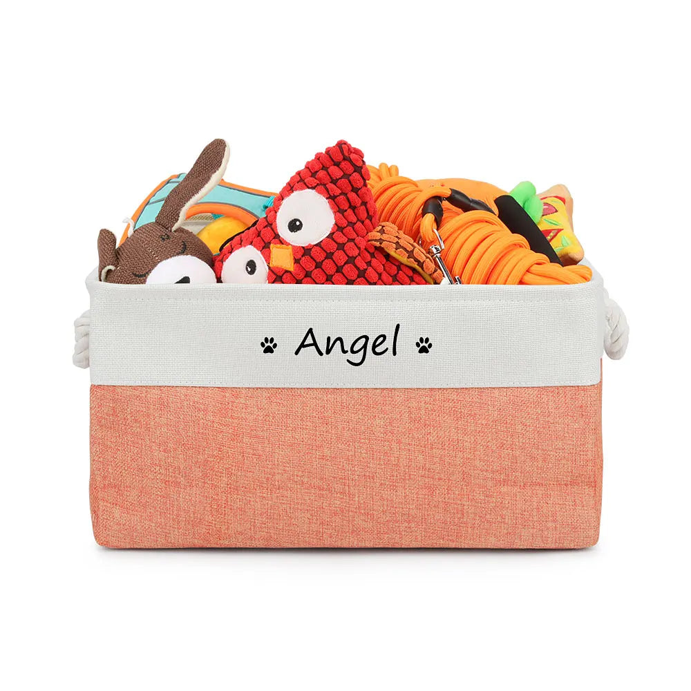 Personalized Dog Toy Basket Free Print Pet Storage Box Cat DIY Custom Name Toys Clothes Accessories Organize Storage
