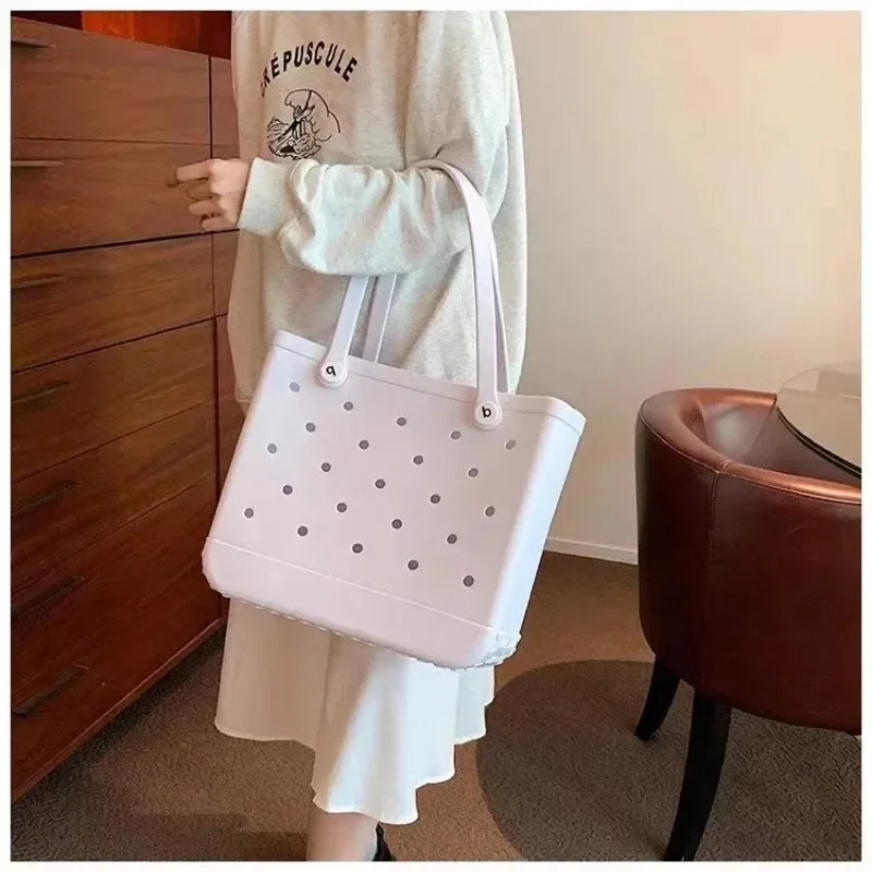EVA Beach Jelly Bag Rubber Waterproof Shoulder Handbag Large Capacity Portable Travel Handbag Summer Pool Fashion Women Tote Bag