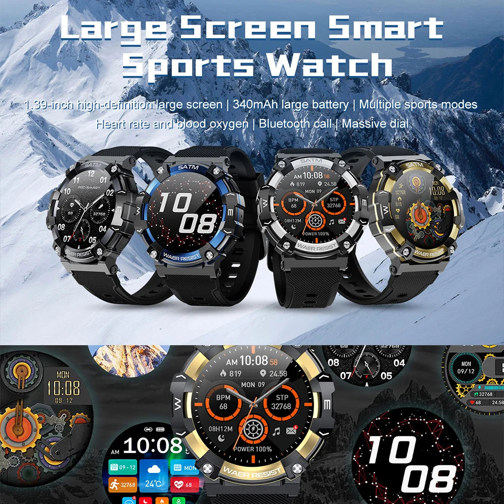 PG666 Outdoor Rugged Smart Watch Men IP68 Waterproof Bluetooth Call Smartwatch Multiple Sports Modes Blood Pressure Oxygen Watch