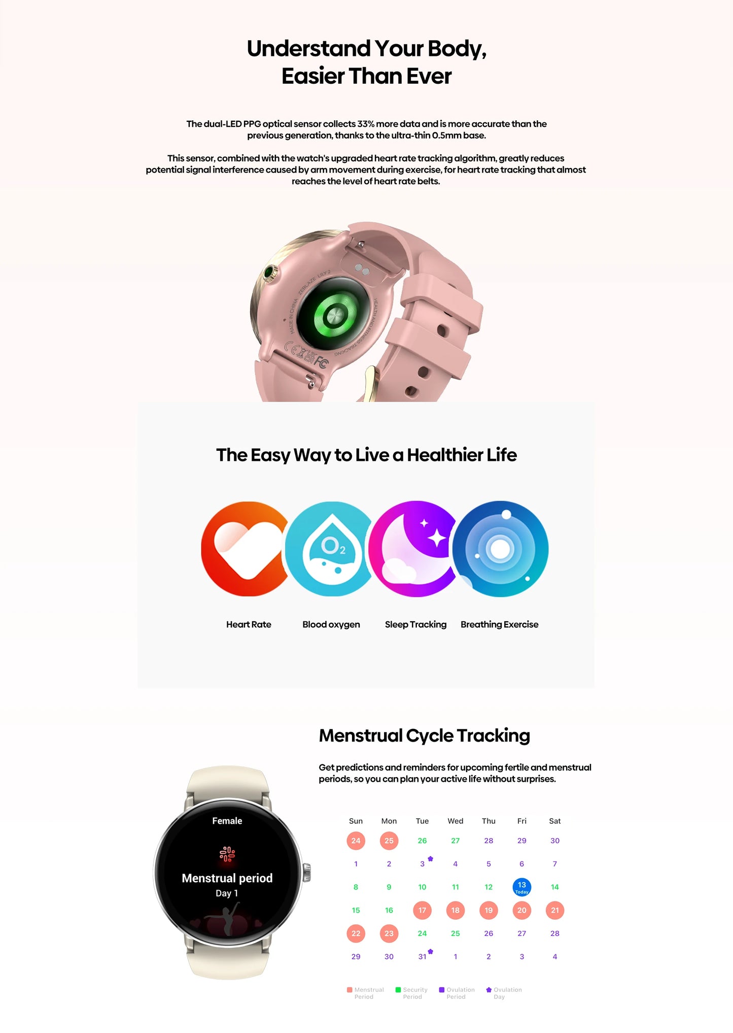 The NEW 2025 Zeblaze Lily 2 Voice Calling Female Smartwatch 1.2" AMOLED Screen Double Strap Health Management Sports Smart Watch