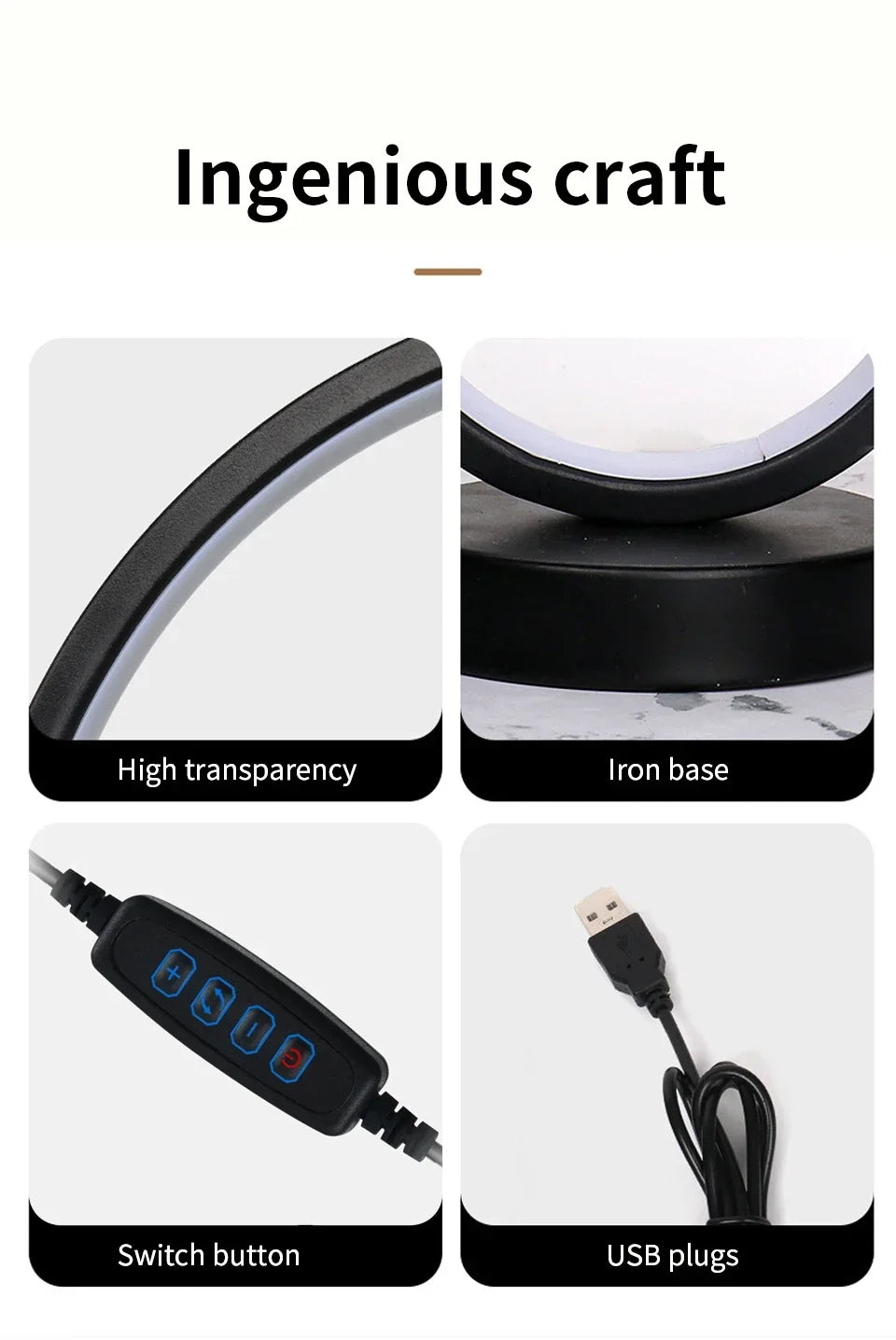 Slaapkamer Ringlamp Woonkamer Driekleurig Dimbare Bedlampje Led Nachtlampje Ambient Light Desk Nightstand Table Accessories