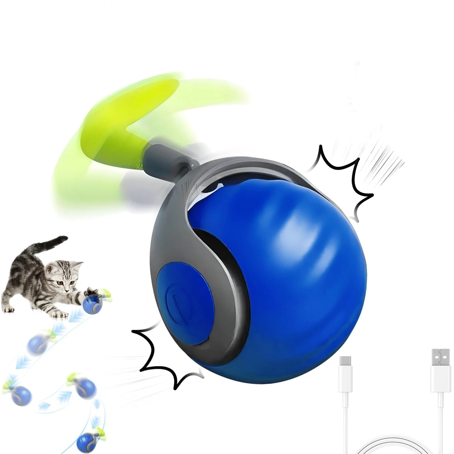 Cat Interactive Ball Toys Automatic Rolling Ball Faux Tail Rechargeable Smart Pet Electric Toy Dog Cat Training Imitate Mouse