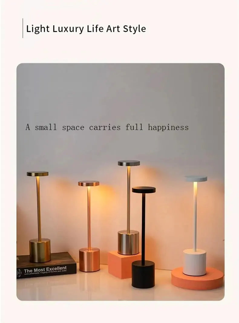Aluminum Alloy Decorative Table Lamp LED Waterproof Rechargeable Night Light Touch Dimming Bar Living Room Reading Camp Light