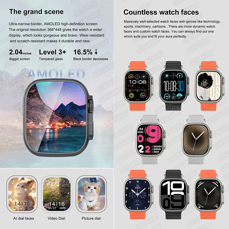 DT Ultra 3 Pro Smart Watch HD AMOLED Screen 32GB MP3 MP4 Player APP Store GPS Navigator ChatGPT NFC Sports Smartwatch Men Women