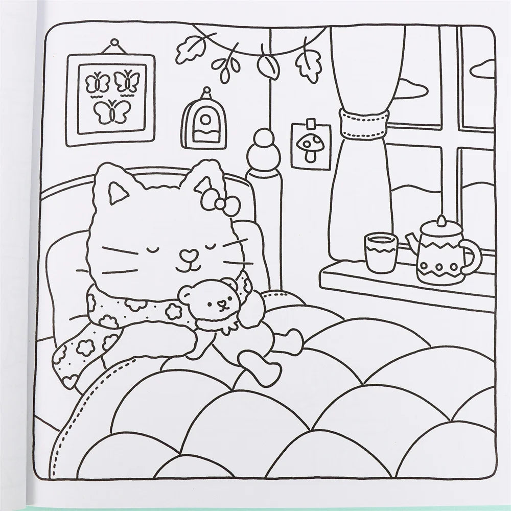 Coloring Book For Adults And Teens Halloween Theme Featuring Adorable Creepy Creatures In Cozy Moments For Relaxation Gift