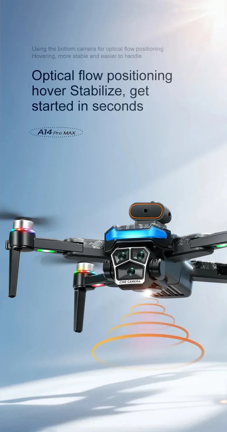 Drone A14ProMax GPS 4KHD Camera LCD Touch Screen Remote Control Quadcopter 360 ° Obstacle Avoidance Brushless RC Drone Toys