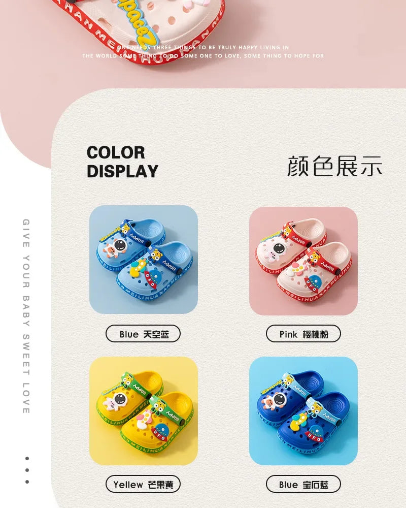 Children's Sandals EVA Ultra Light Boys and Girls Baby and Toddler Anti Slip Hole Shoes Astronaut UFO Sandals Slippers