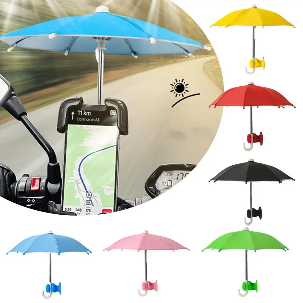 Fist Shape Motorcycle Umbrella - Suction Cup Phone Mount & Silver Coating UV Protection, Windproof Mini Foldable Rain Sun Shade