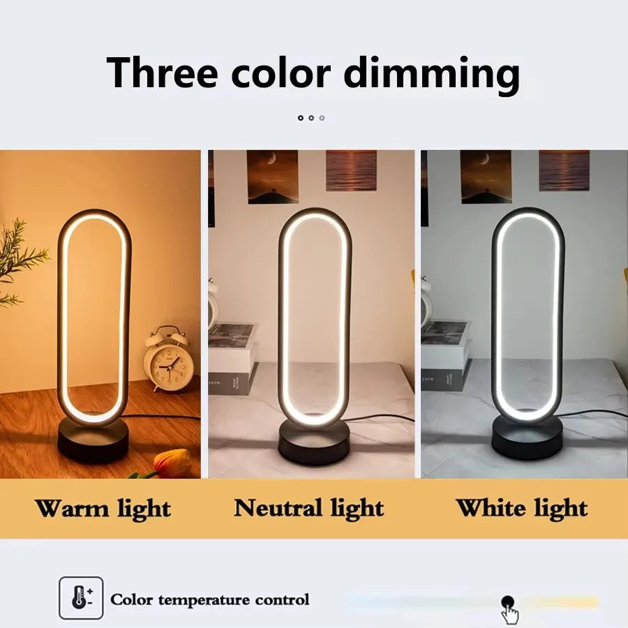 New Ring LED Desktop Decorative Lamp Letter G Table Lamp 3 Color Adjustable Bedroom Bedside Lamp Soft Light Stylish Night Lights