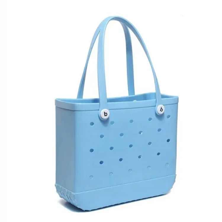 M/L/XL Fashion Beach Bags EVA Rubber Waterproof Storage Baskets Travel Shopping Handbag Women Shoulder Solid Color Tote Bag