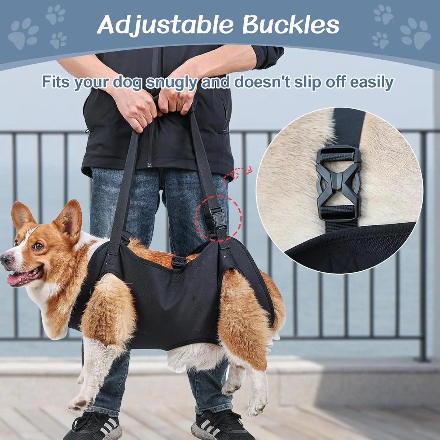 Dog Lift Harness Adjustable Full Body Support Dog Sling Breathable Straps for Assisted Mobility Dog Legs Hip Rehabilitation Lift