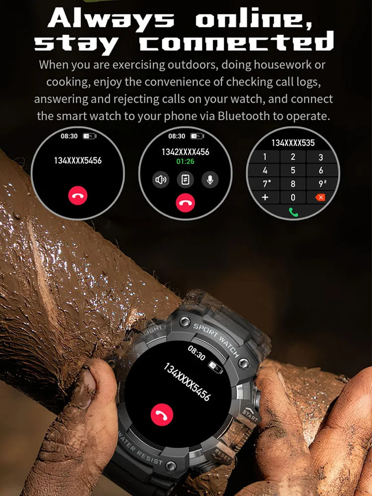 2025New Outdoor Fitness Activities Smart Watch Men Hiking Pedometer Compass LED Flashlight IP68 Waterproof Call Smartwatch