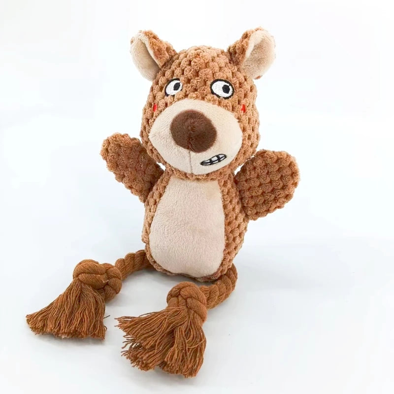 Dog Enrichment Toy Cute Animal Rope Dog Toy Plush Puppy Chew Pet Squeak Toy Cartoon Interactive Games For Dogs Stuff For Dogs