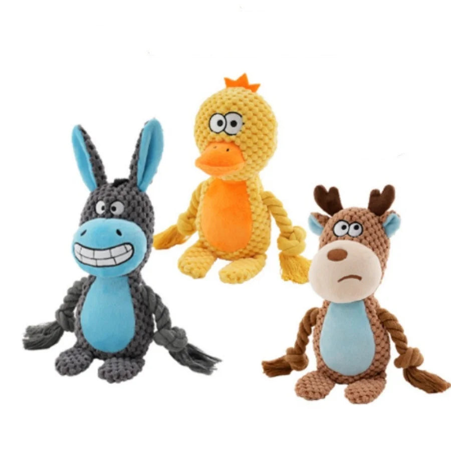 Cute Pet Push Toy Dog Self Relieving Vocalizing Elephant Fox Cat Teeth Grinding and Bite Resistant Interactive Cleaning Chew Toy