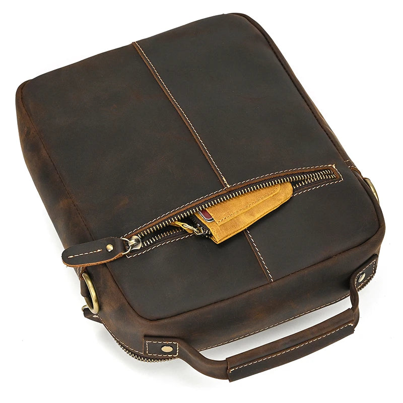 Newsbirds Leather Shoulder Bag Vintage Style Crossbody Bag Books School Bag Of Men Male Daily Messenger Bag Crazy Horse Skin