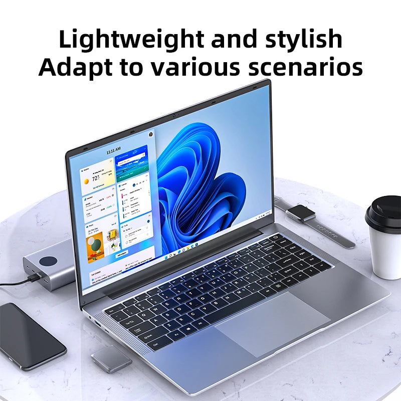 Xiaman Laptop Computer Windows 11 Pro Intel Atom A3950 Quad-Core 2025 Notebook PC 12GB RAM 1TB 2TB SSD 1920*1080 Office Computer