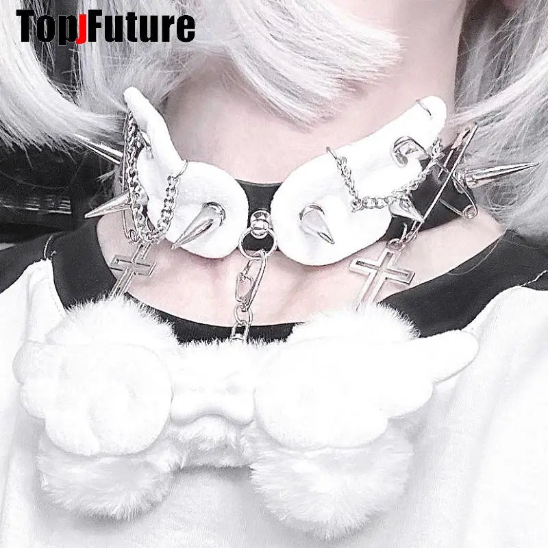 Women Y2K Girl bloody punk Harajuku Gothic Lolita sick injured short necklace Halloween cosplay props subculture Chokers Choker