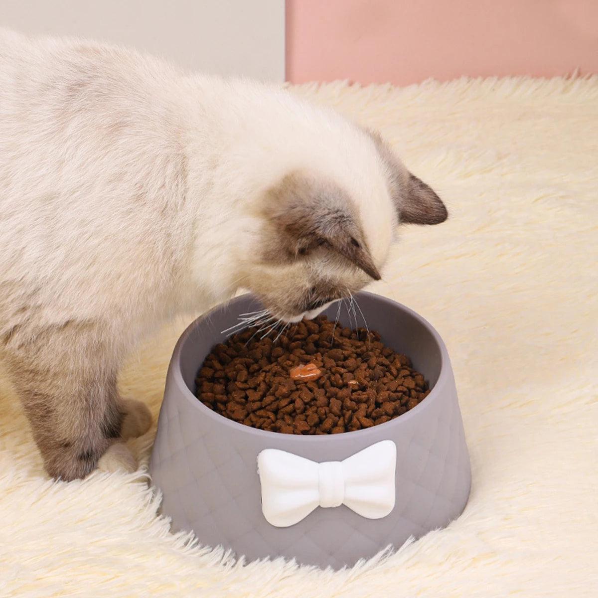 The Macaron bowl with butterfly knot and the bowl is for pets