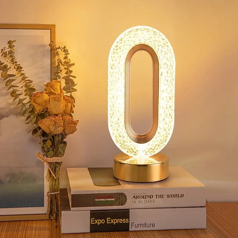 Night Light Bedroom Crystal Touch Dimming Room Home Decor Aesthetics USB Bedside LED Ambient Table 3D Moon Lamp