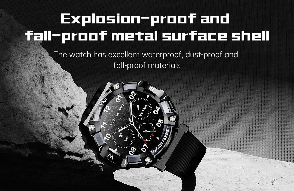 PG666 Outdoor Rugged Smart Watch Men IP68 Waterproof Bluetooth Call Smartwatch Multiple Sports Modes Blood Pressure Oxygen Watch