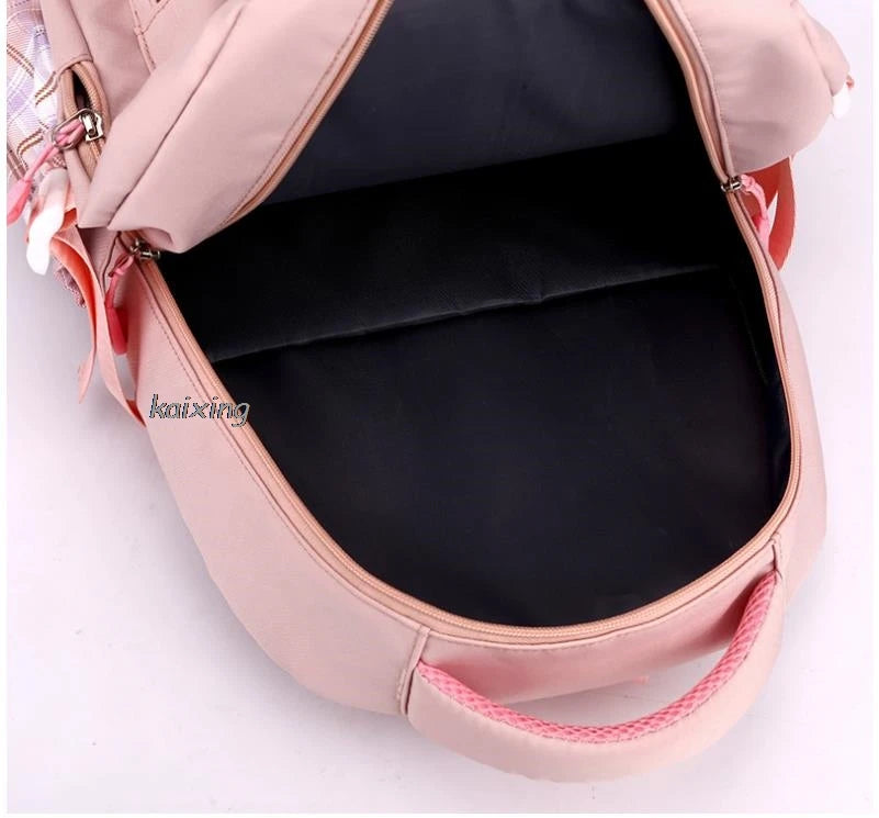 Lovely Kuromi Melody Backpacks Cosplay Plaid Women Men multi-pocket Lightweight School Bags Travel Ins Capacity Laptop Mochilas