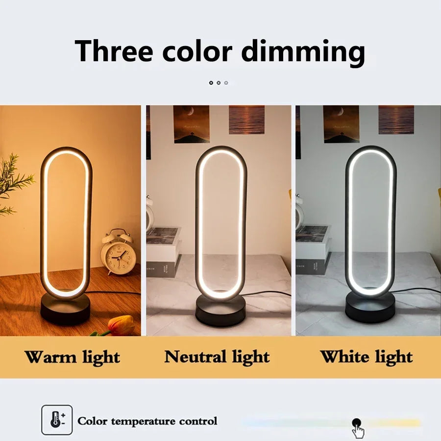Slaapkamer Ringlamp Woonkamer Driekleurig Dimbare Bedlampje Led Nachtlampje Ambient Light Desk Nightstand Table Accessories