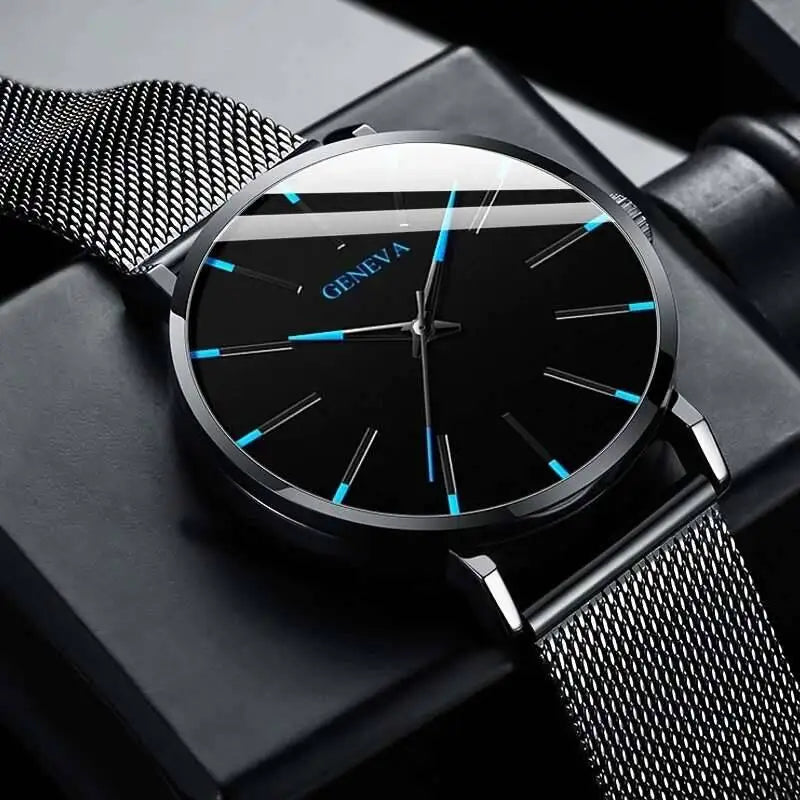 Fashion Ultra Thin Men’s Business Watches Simple Mesh Band Quartz Wristwatch Casual Man Watch Reloj Hombre