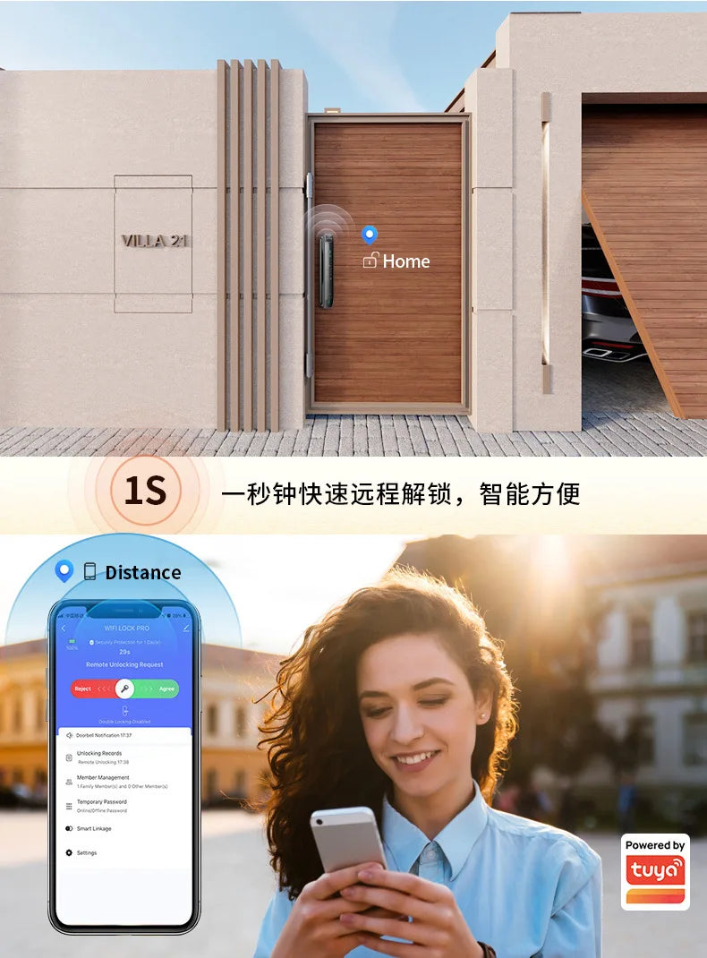 Facial Recognition Fingerprint Lock Home Anti-theft Door Visual Password Electronic Smart Door Lock Graffiti