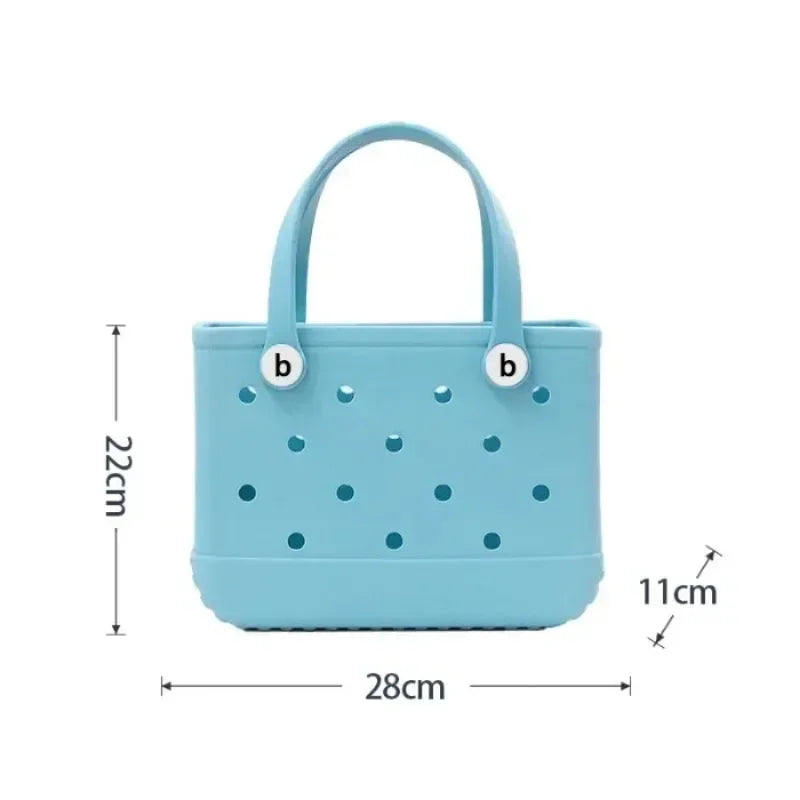 EVA Waterproof Summer Storage Basket Mini Kid Beach Bogg Bag Women Shopping Bag Picnic Rubber Jelly Tote Bogg Bag Kid Purses