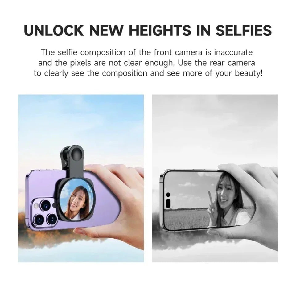 Smartphone Camera Mirror Reflection Clip Kit Portable Mobile Phone Camera Mirror Clip With Storage Bag Phone Rear Selfie Mirror