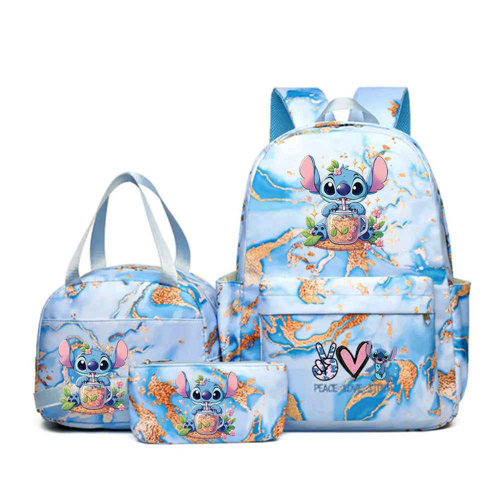 3Pcs/set Lilo Stitch Backpack for Girl Boy Student Teenager Children Rucksack Kids Birthday Gift Women Casual School Bag