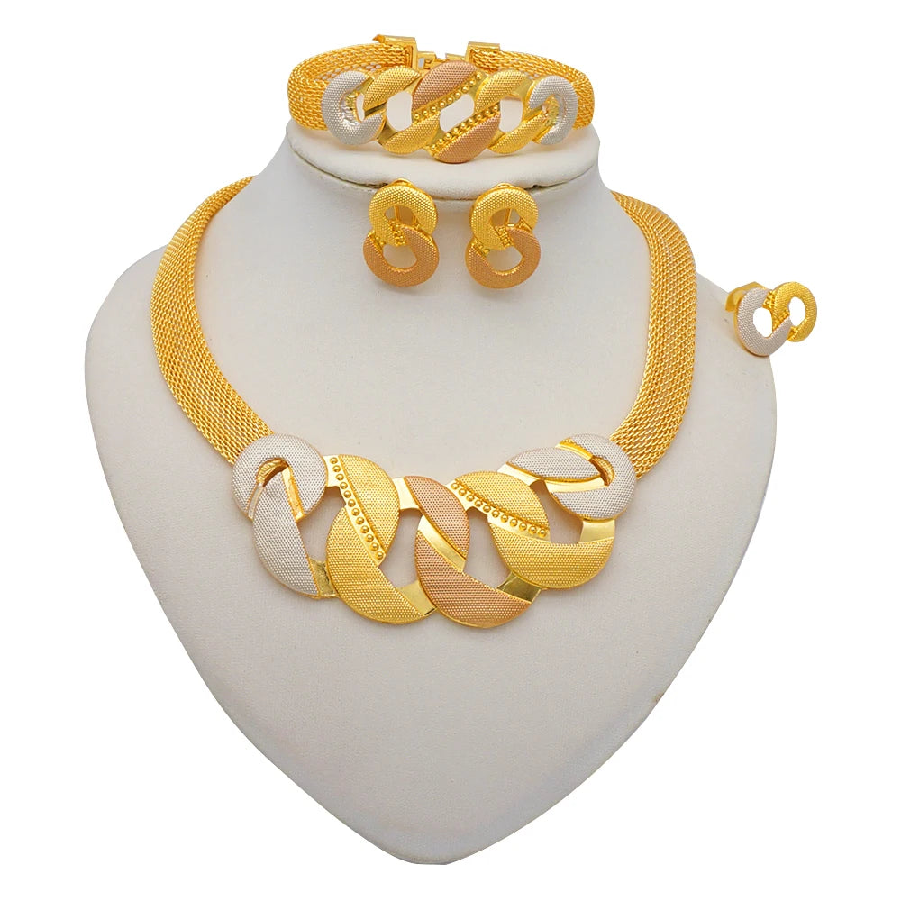 2023 Fine Jewelry Sets For Women Dubai Bridal Wedding Gifts Necklace Bracelet Earrings Ring Jewellery Set African Bead jewelry
