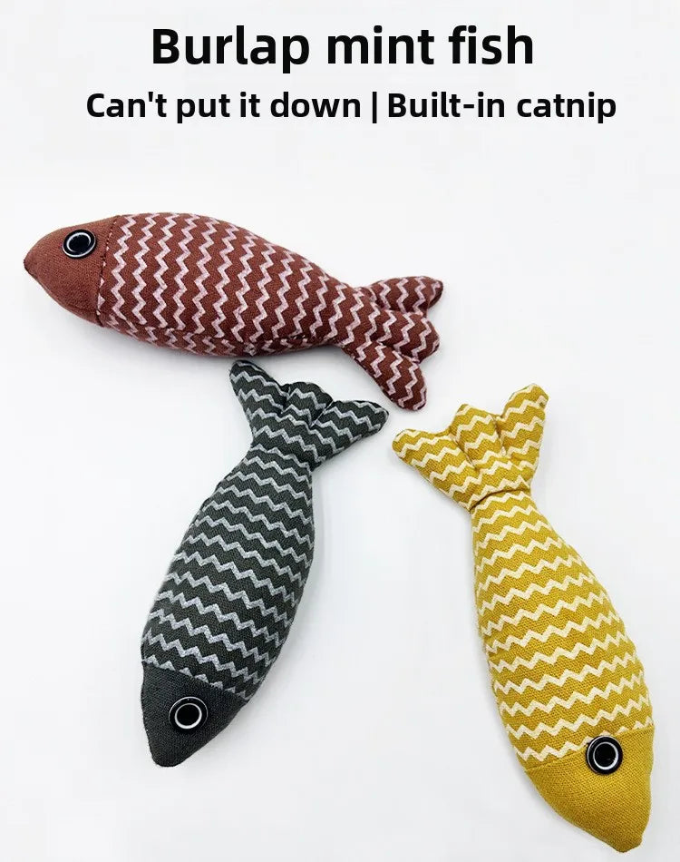 Cat Toys Saury Fish Crinkle Sound Soft and Durable Interactive Kitten Kicker for Indoor Kitty Exercise for All Breeds