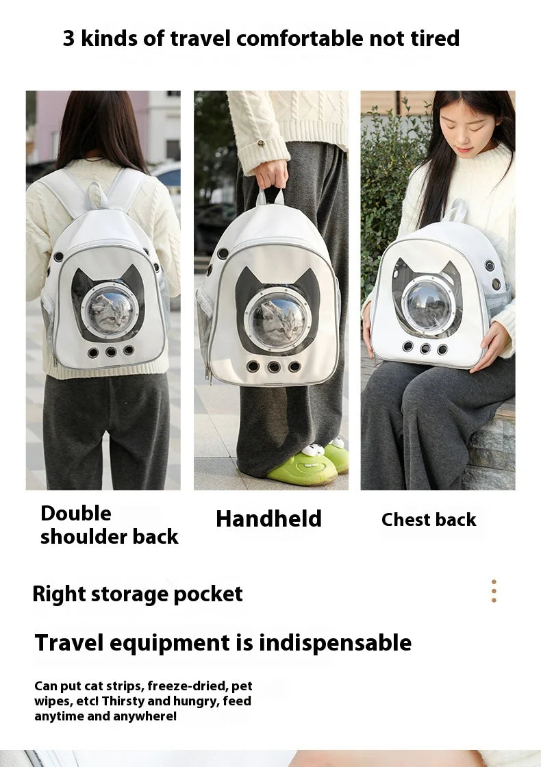 Space Capsule Pet Backpack 360° View/Breathable Mesh/Safety Strap Cat Carrier/Dog Carrier Transparent Bubble