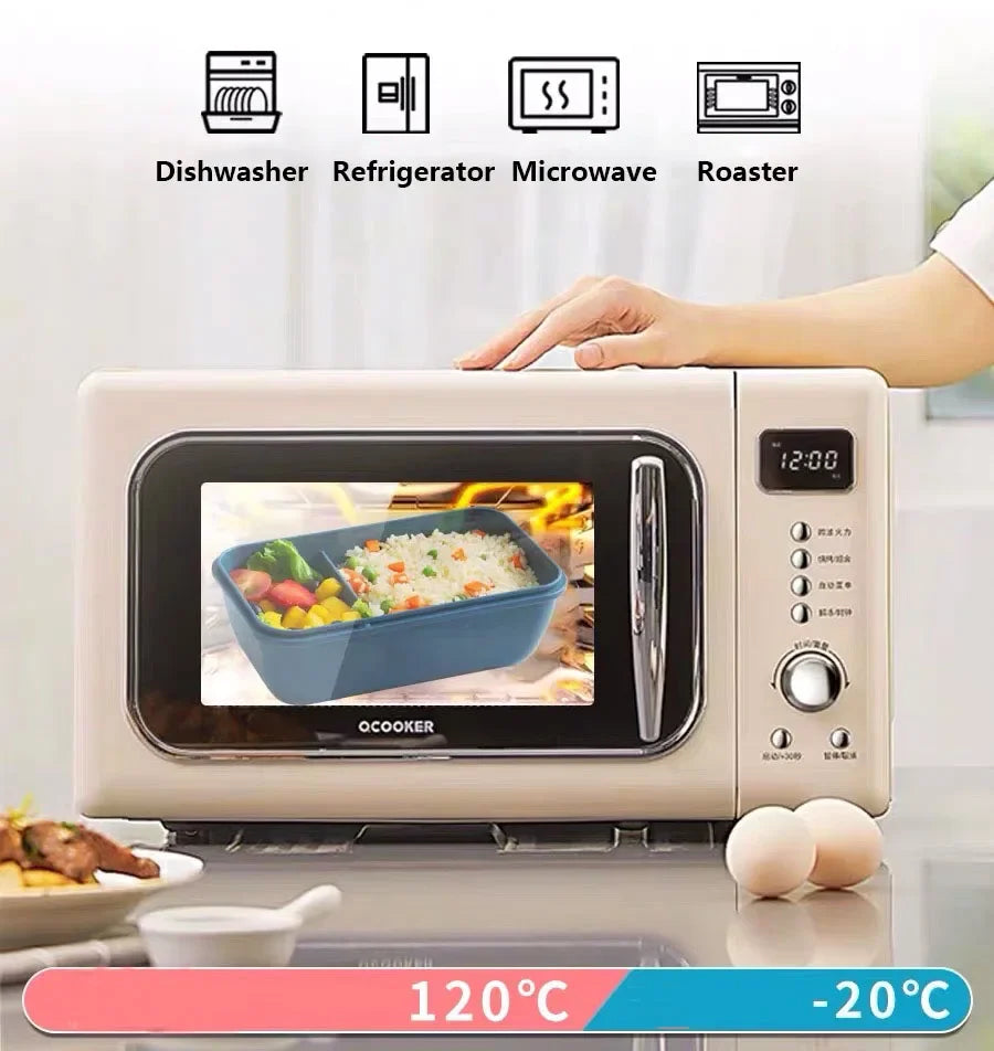 New Microwave Lunch containers Box with Compartments Bento Box Japanese Style Leakproof Food Container for Kids with Tableware