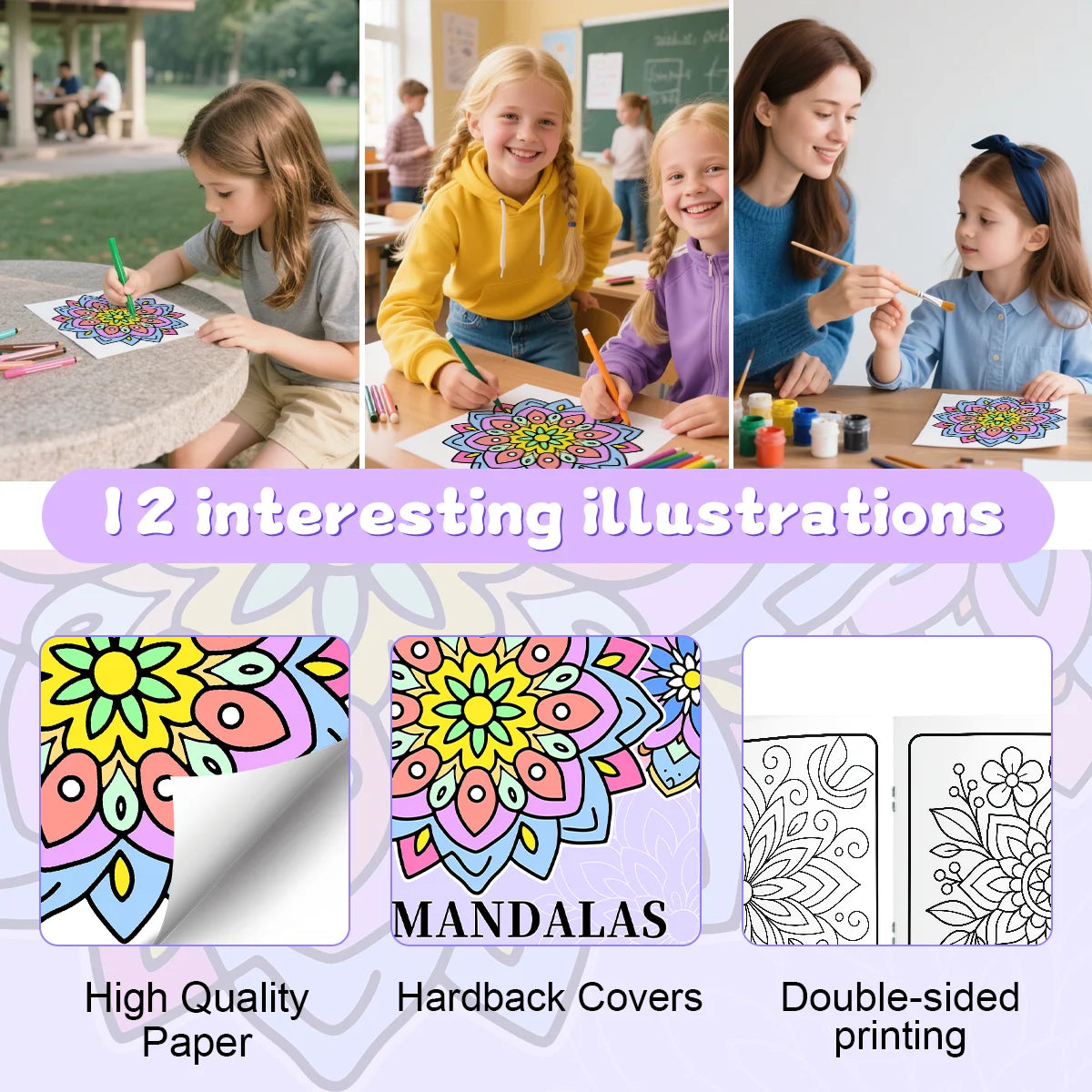 MANDALAS COLORING BOOK Coloring Book Flowers For Adults And Teens Featuring 12 Page for DIY Graffiti Painting Drawing books