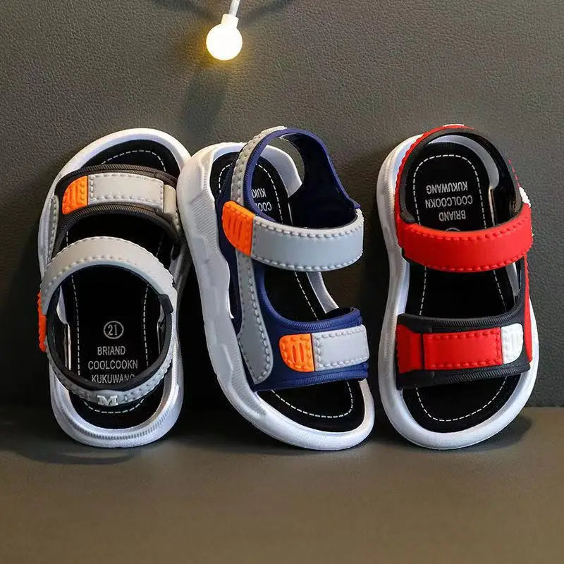 Home Children's Sandals Summer New Style Imitation Leather Casual Primary School Students Soft Bottom Beach Boys' Sandals