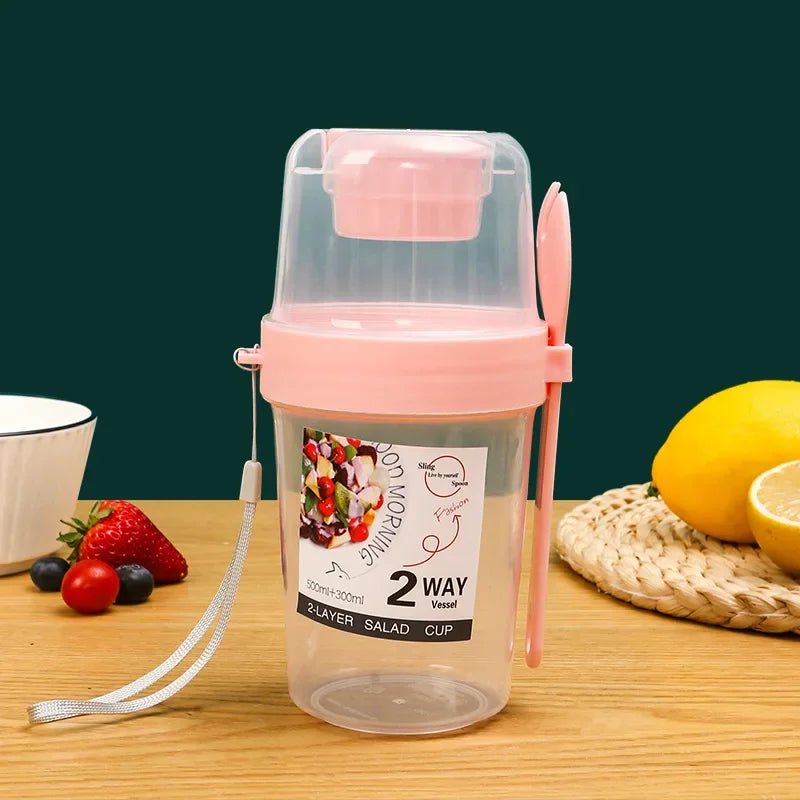 Carry Breakfast Cups, Salad Cups, Yogurt Cereal, Oatmeal Snacks, Parfait Containers and Salad Dressing Holders with Forks!