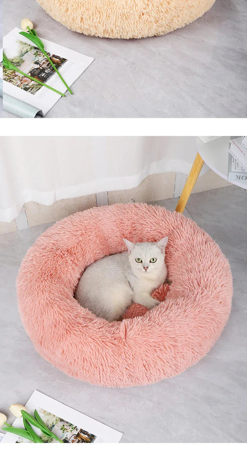 Plush Pet Nest Winter Cat Nest Dog Nest Warm Detachable and Washable Round Cat Nest Pet Bed Seasonal Universal Decoration Home