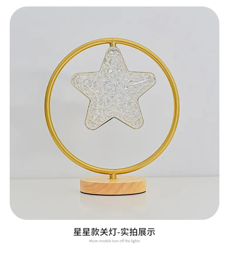 Moon Star Mini Bedside Living Room Desk Pendant Decorative Ins Hot 3 Color Warm White Light Lamp