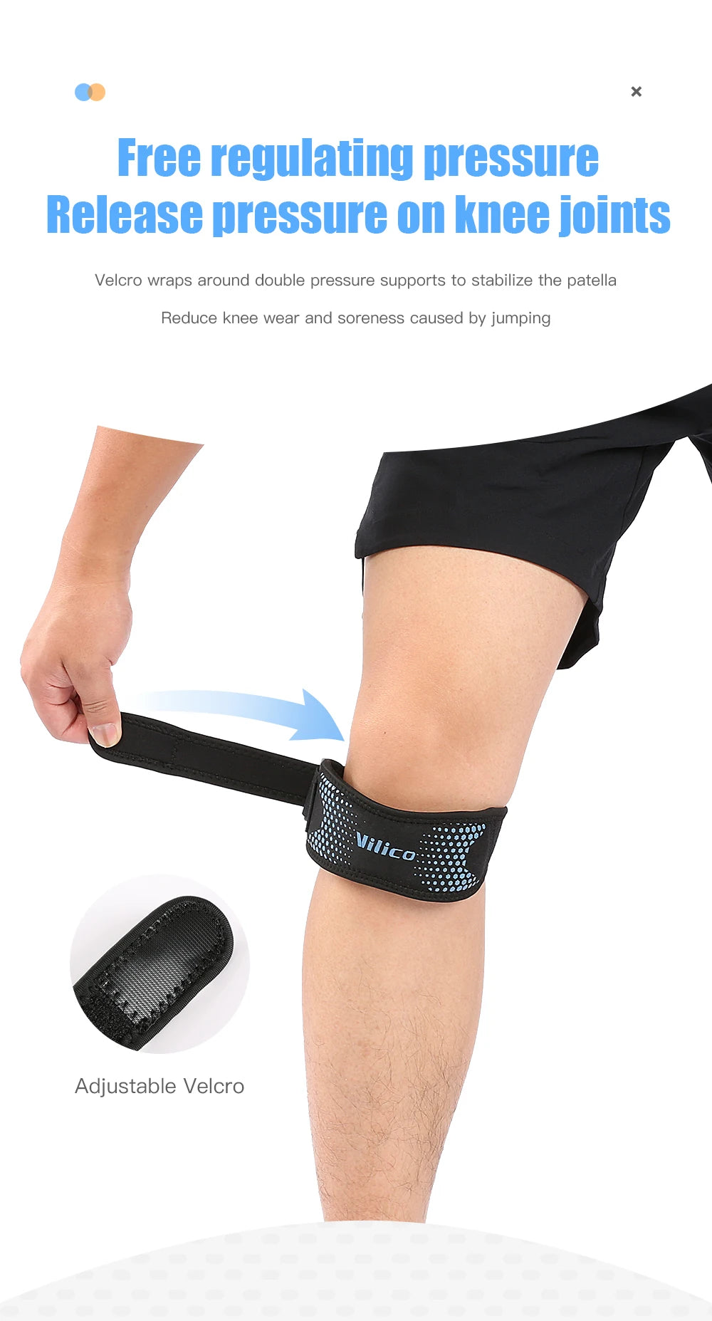 Patella Knee Strap Adjustable Knee Brace Patellar Tendon Stabilizer Support Band for Soccer Basketball Running Jumper Gym Squat