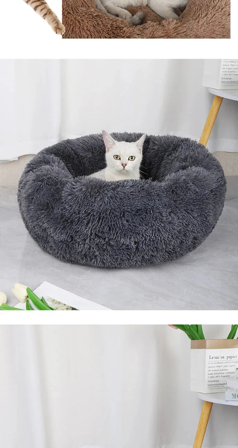 Plush Pet Nest Winter Cat Nest Dog Nest Warm Detachable and Washable Round Cat Nest Pet Bed Seasonal Universal Decoration Home