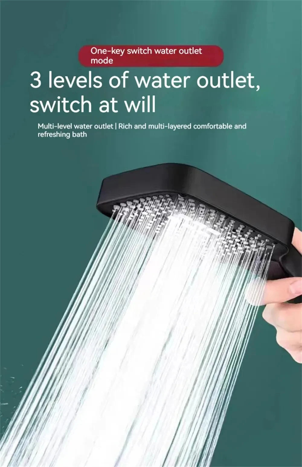 Pressurized Nozzle Bathroom Shower Head High Pressure Water Saving Sprayer ABS Bathroom Accessories Chrome Rainfall Shower Head