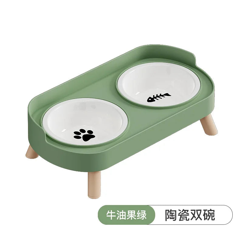 Pet Bowl PP Plastic Double Bowl Anti-killing Bowl Water and Grain Integrated Dog Bowl Cat Dog Water and Grain Bowl