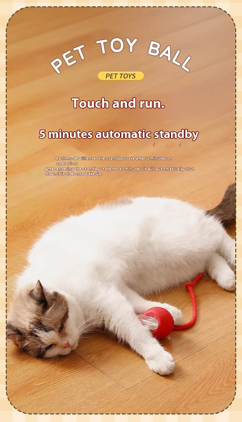Smart Interactive Cat Toys Ball Auto Electric Rolling Ball Toys for Cat Kitty Pet Automatic Training USB Rechargeable Cat Toy