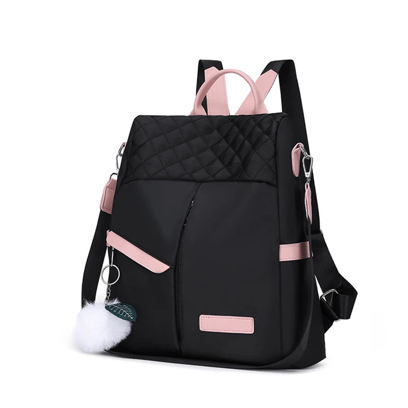 Women's Backpack Large Capacity Theft-Proof Handbag Shoulder Bag Elegant Women Travel Oxford Safety Black Backpack