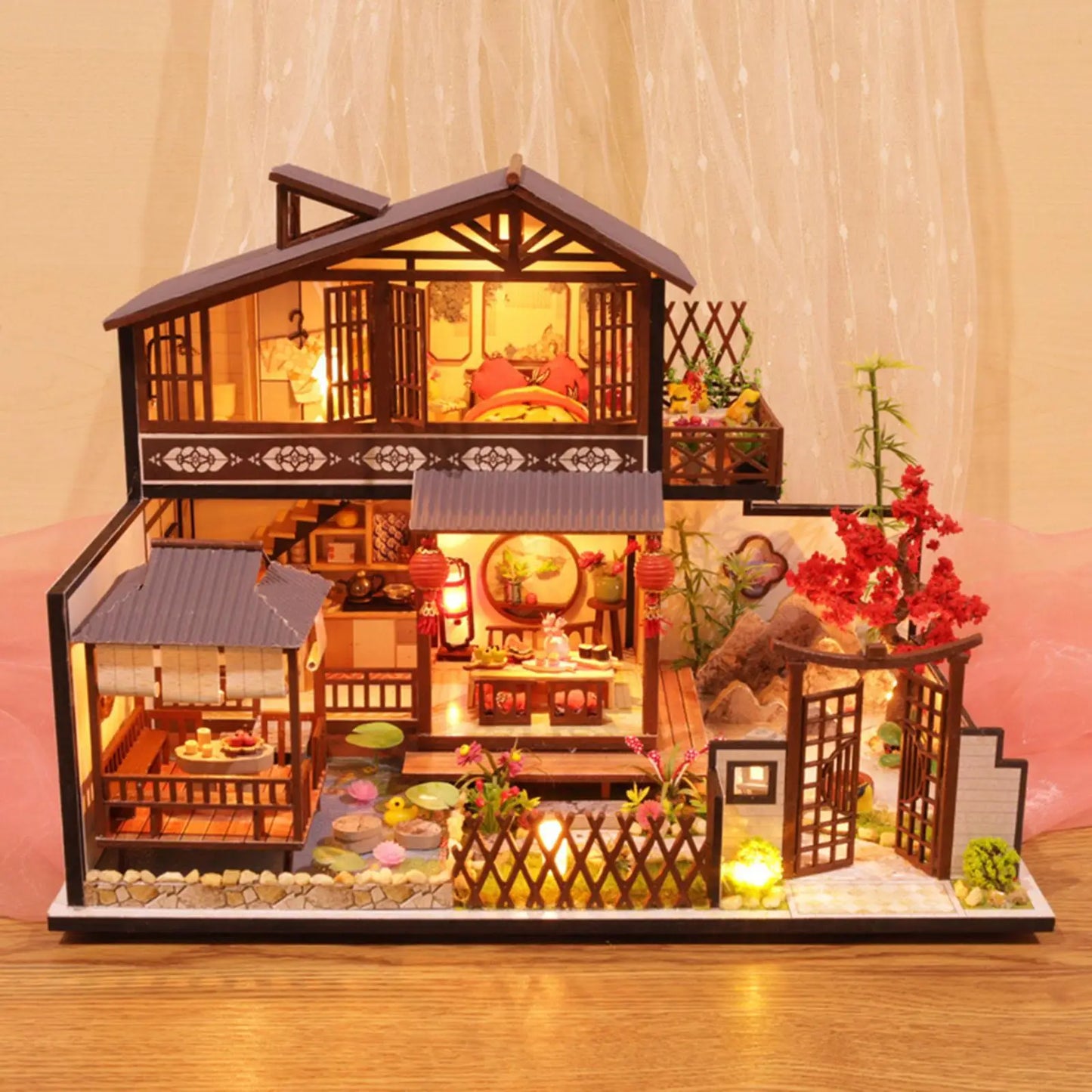 Mini DIY Wooden Dollhouse Miniature W/ Light Furniture Doll House Model Creative Room Birthday Gift