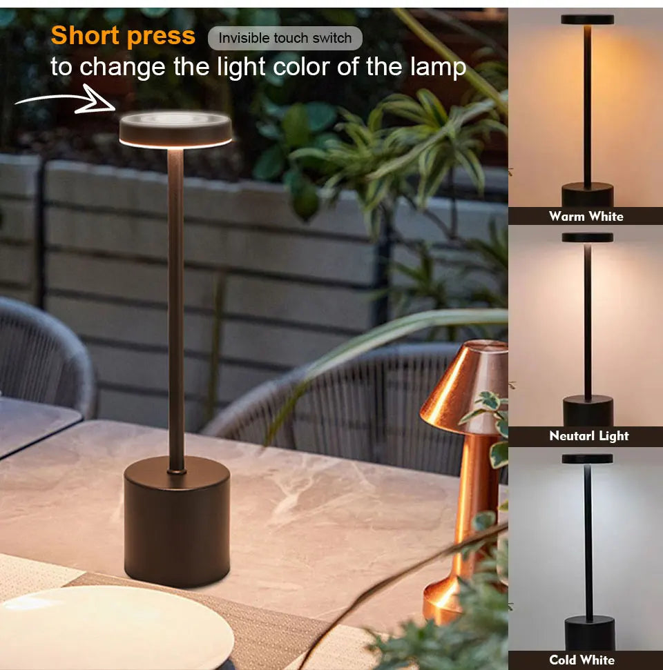 Table lamp USB Rechargeable Wireless desk lamp Dimming Touch night light lamps home decor Retro Portable bedside lamp for room