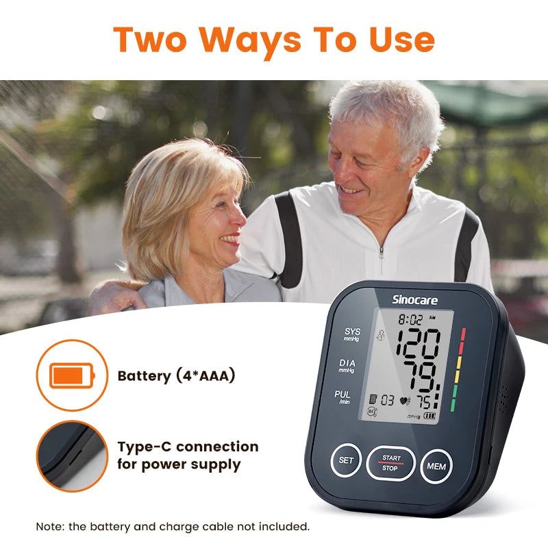 Sinocare Blood Pressure Monitor Digital Tonometer Upper Arm Blood Pressure Meter Automatic BP Medical Sphygmomanometer Pulse